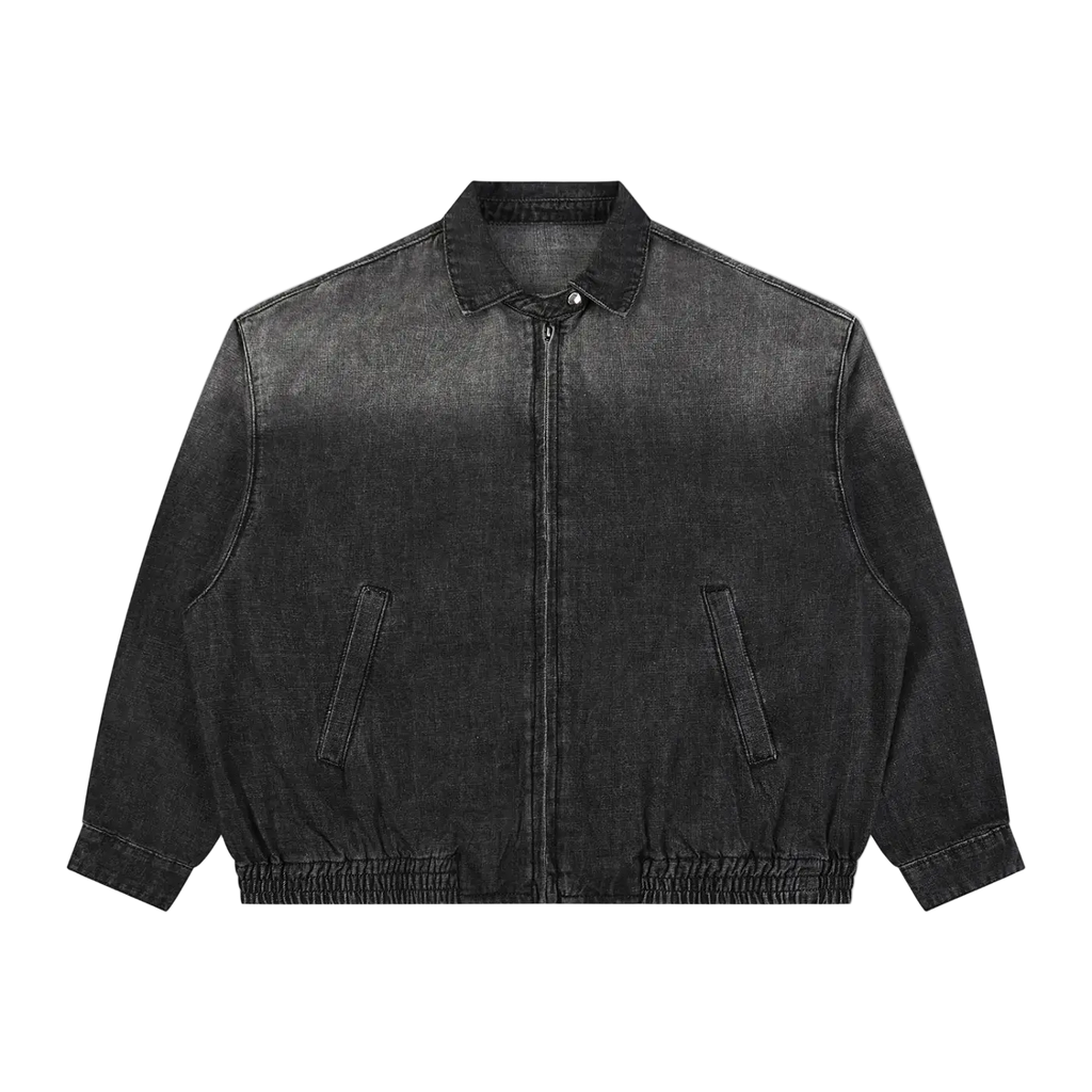 Unisex Vintage Wash Full-Zip Denim Jacket ODMPOD