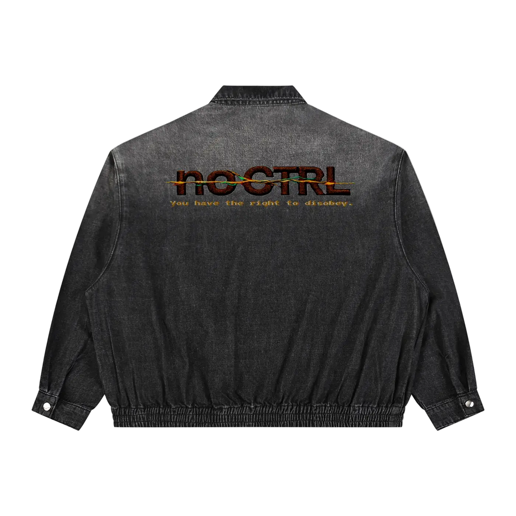 Unisex Vintage Wash Full-Zip Denim Jacket ODMPOD