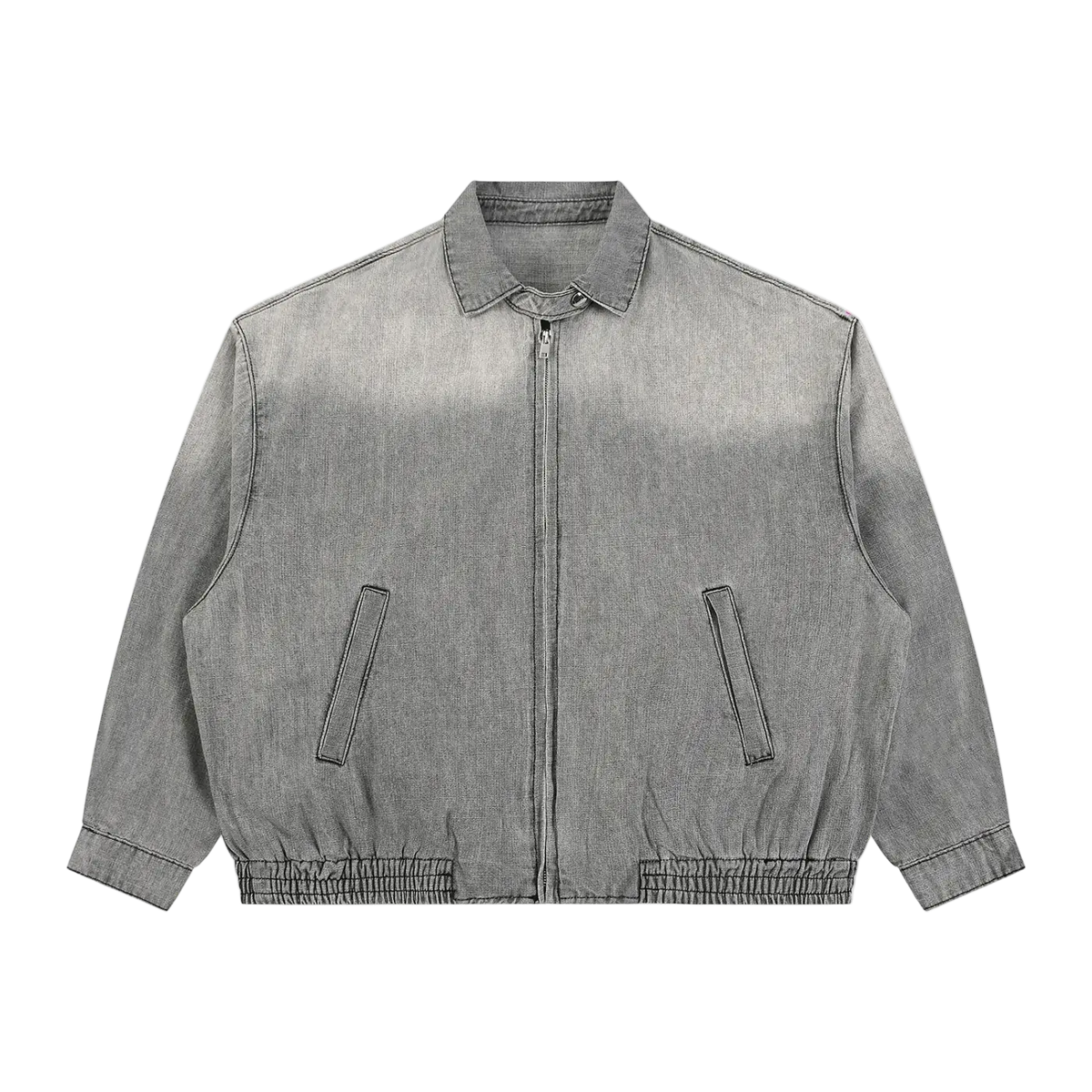 Unisex Vintage Wash Full-Zip Denim Jacket ODMPOD