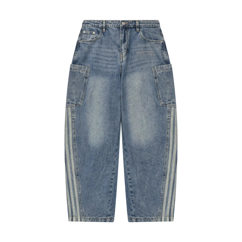 Women's Vintage Wash Barrel Leg Jeans ODMPOD